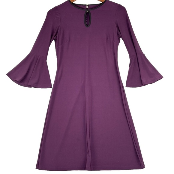 Tommy Hilfiger Plum Purple Flare Sleeve Midi Dress Size 2 - Picture 1 of 12